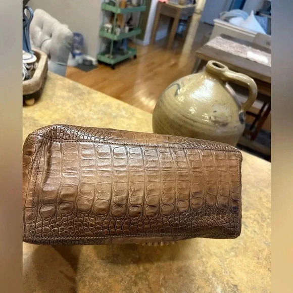 Brahmin Toasted Almond Anne Croc Handbag - Picture 12 of 16